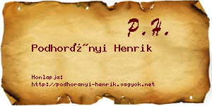 Podhorányi Henrik névjegykártya